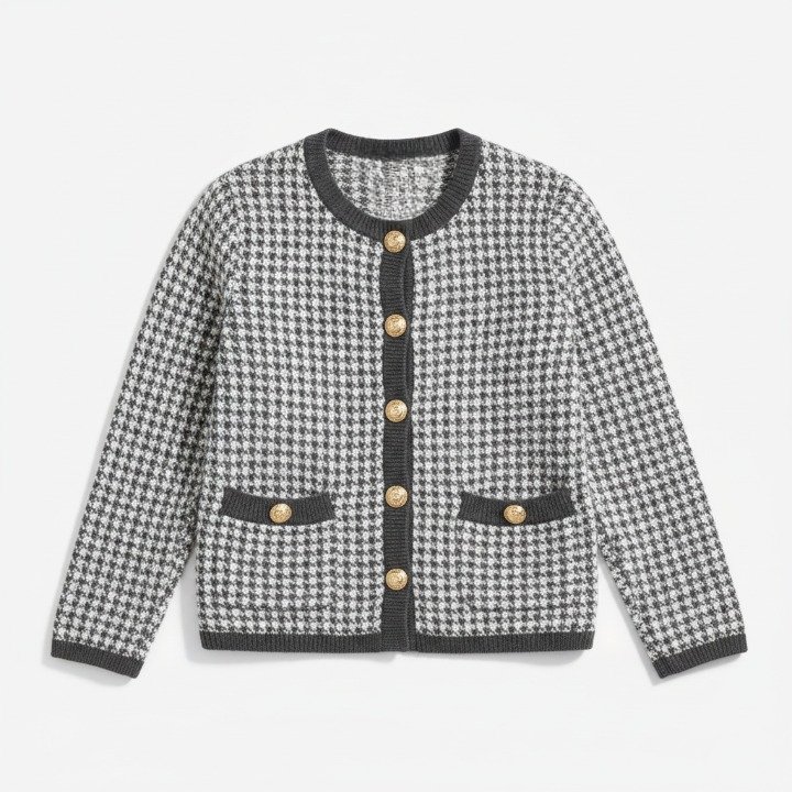 Gilet style Chanel pied-de-poule